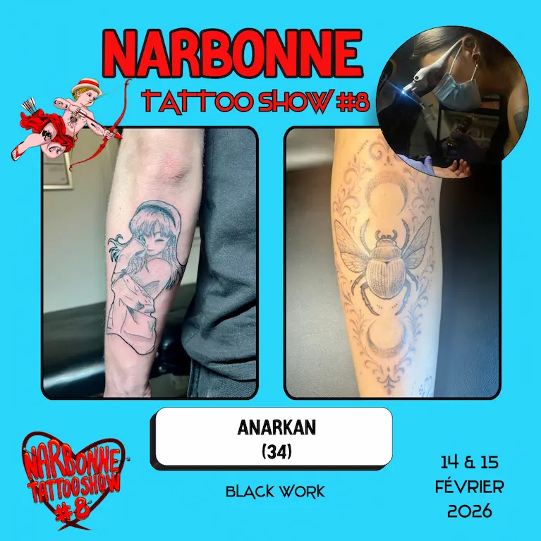 Occitania Events - Tatoueur - Narbonne Tattoo Show #8 - 14 et 15 février 2026 - Anarkan Occitania Events - Tatoueur - Narbonne Tattoo Show #8 - 14 et 15 février 2026 - Anarkan