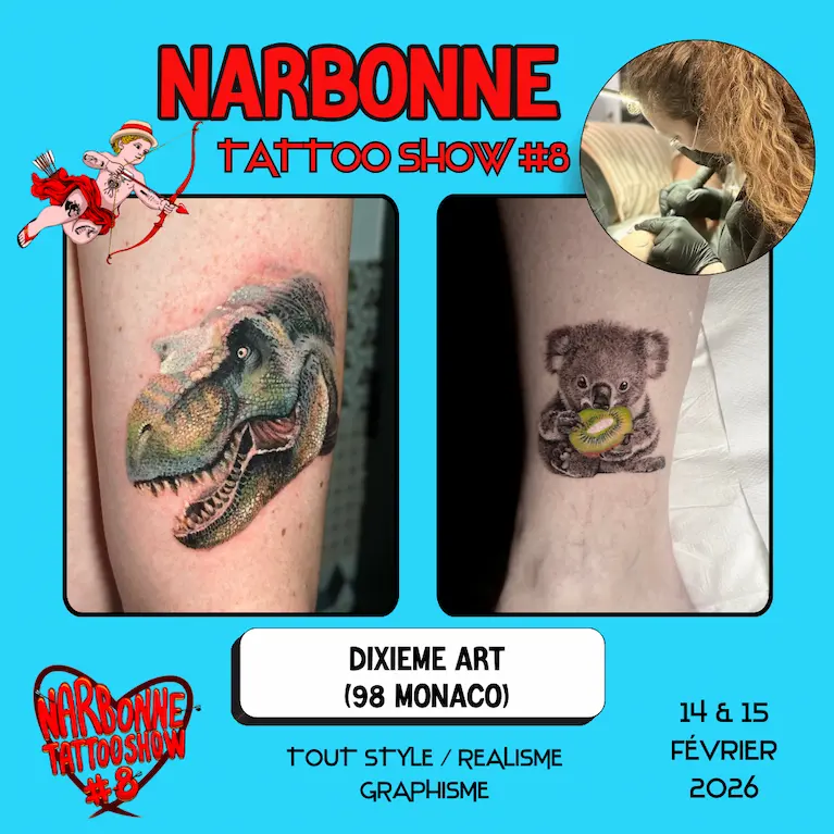 Occitania Events - Tatoueur - Narbonne Tattoo Show #8 - 14 et 15 février 2026 - DIXIEME ART Occitania Events - Tatoueur - Narbonne Tattoo Show #8 - 14 et 15 février 2026 - DIXIEME ART