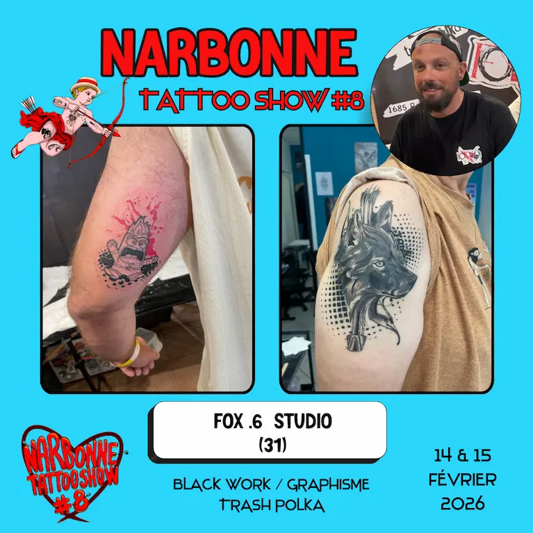 Occitania Events - Tatoueur - Narbonne Tattoo Show #8 - 14 et 15 février 2026 - FOKX.6 STUDIO Occitania Events - Tatoueur - Narbonne Tattoo Show #8 - 14 et 15 février 2026 - FOKX.6 STUDIO