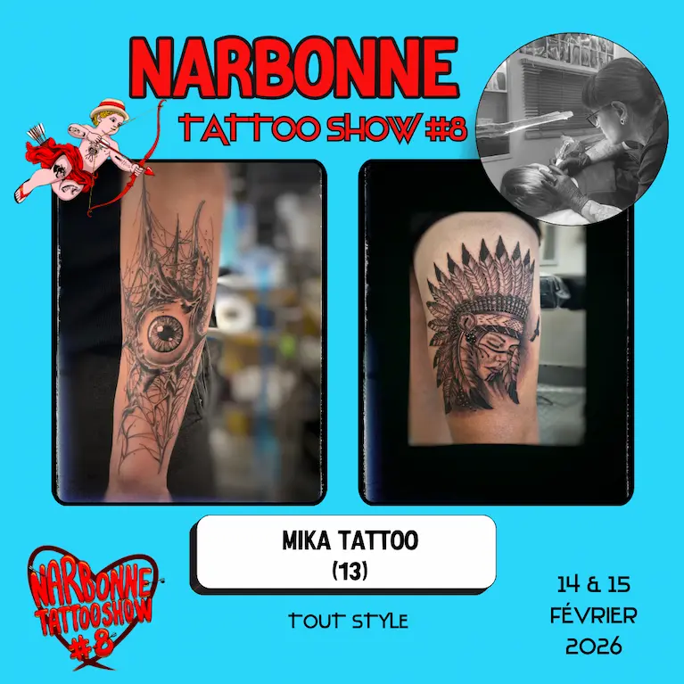 Occitania Events - Tatoueur - Narbonne Tattoo Show #8 - 14 et 15 février 2026 - MIKA TATTOO Occitania Events - Tatoueur - Narbonne Tattoo Show #8 - 14 et 15 février 2026 - MIKA TATTOO