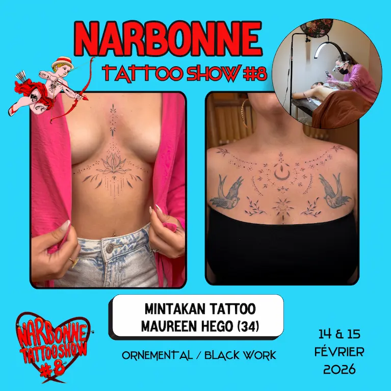 Occitania Events - Tatoueur - Narbonne Tattoo Show #8 - 14 et 15 février 2026 - MINTAKAN TATTOO Occitania Events - Tatoueur - Narbonne Tattoo Show #8 - 14 et 15 février 2026 - MINTAKAN TATTOO