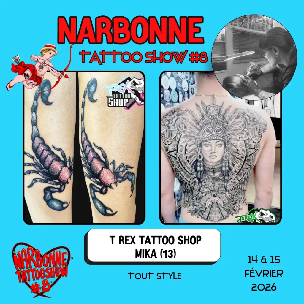 Occitania Events - Tatoueur - Narbonne Tattoo Show #8 - 14 et 15 février 2026 - T REX TATTOO SHOP Occitania Events - Tatoueur - Narbonne Tattoo Show #8 - 14 et 15 février 2026 - T REX TATTOO SHOP