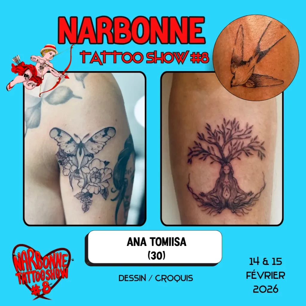 Occitania Events - Tatoueur - Narbonne Tattoo Show #8 - 14 et 15 février 2026 - ANA TOMIISA Occitania Events - Tatoueur - Narbonne Tattoo Show #8 - 14 et 15 février 2026 - ANA TOMIISA