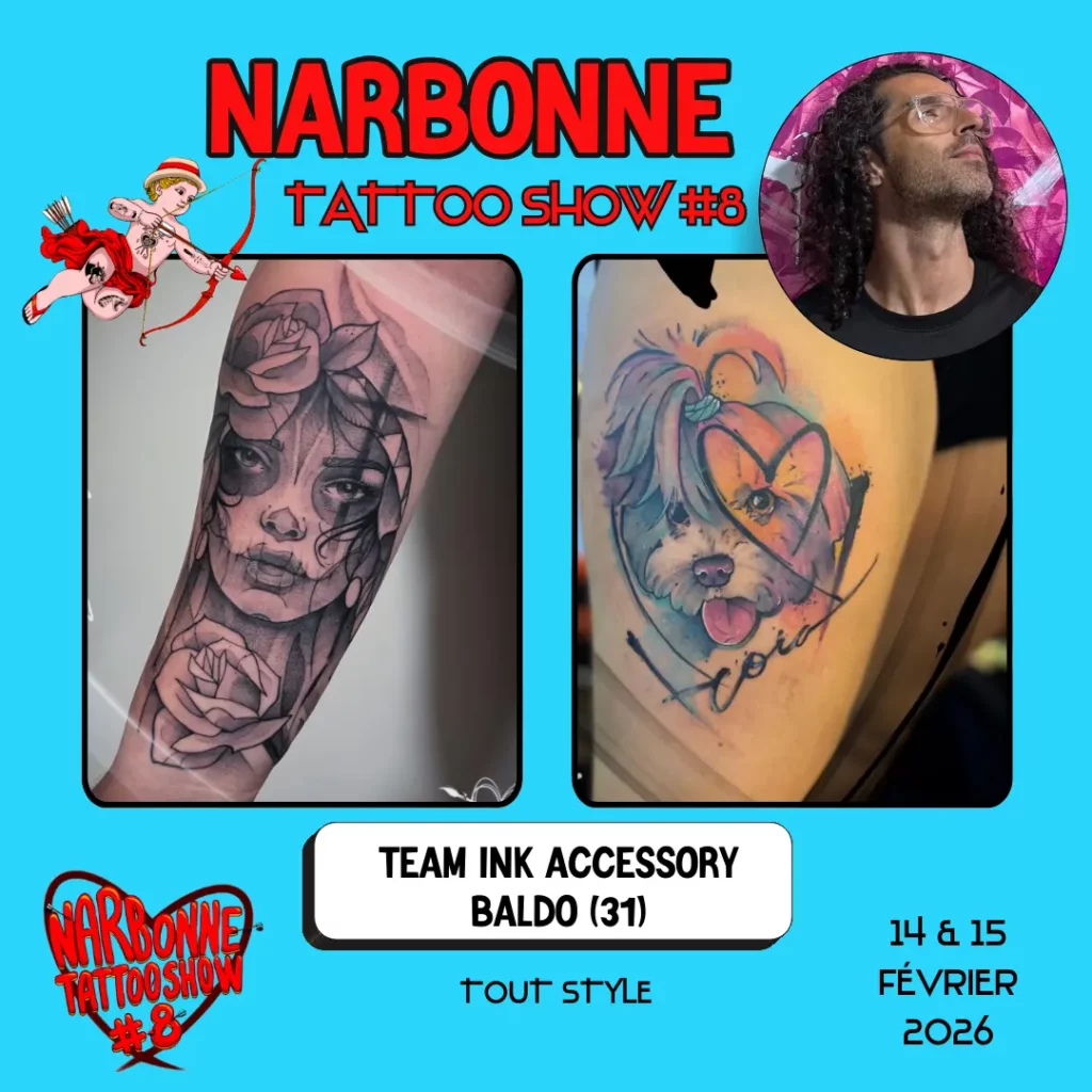 Occitania Events - Tatoueur - Narbonne Tattoo Show #8 - 14 et 15 février 2026 - TEAM INK ACCESSORY BALDO