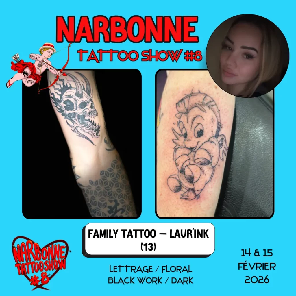 Occitania Events - Tatoueur - Narbonne Tattoo Show #8 - 14 et 15 février 2026 - FAMILY TATTOO – LAUR’INK TATTOO