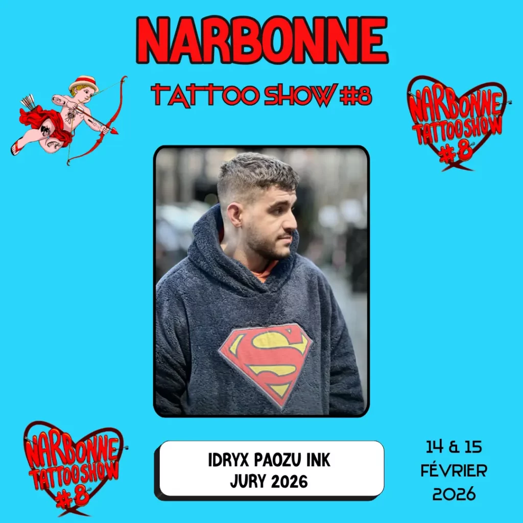 Occitania Events - Tatoueur Jury - Narbonne Tattoo Show #8 - 14 et 15 février 2026 - IDRYX PAOZU INK – Saint-Maur-des-Fossés