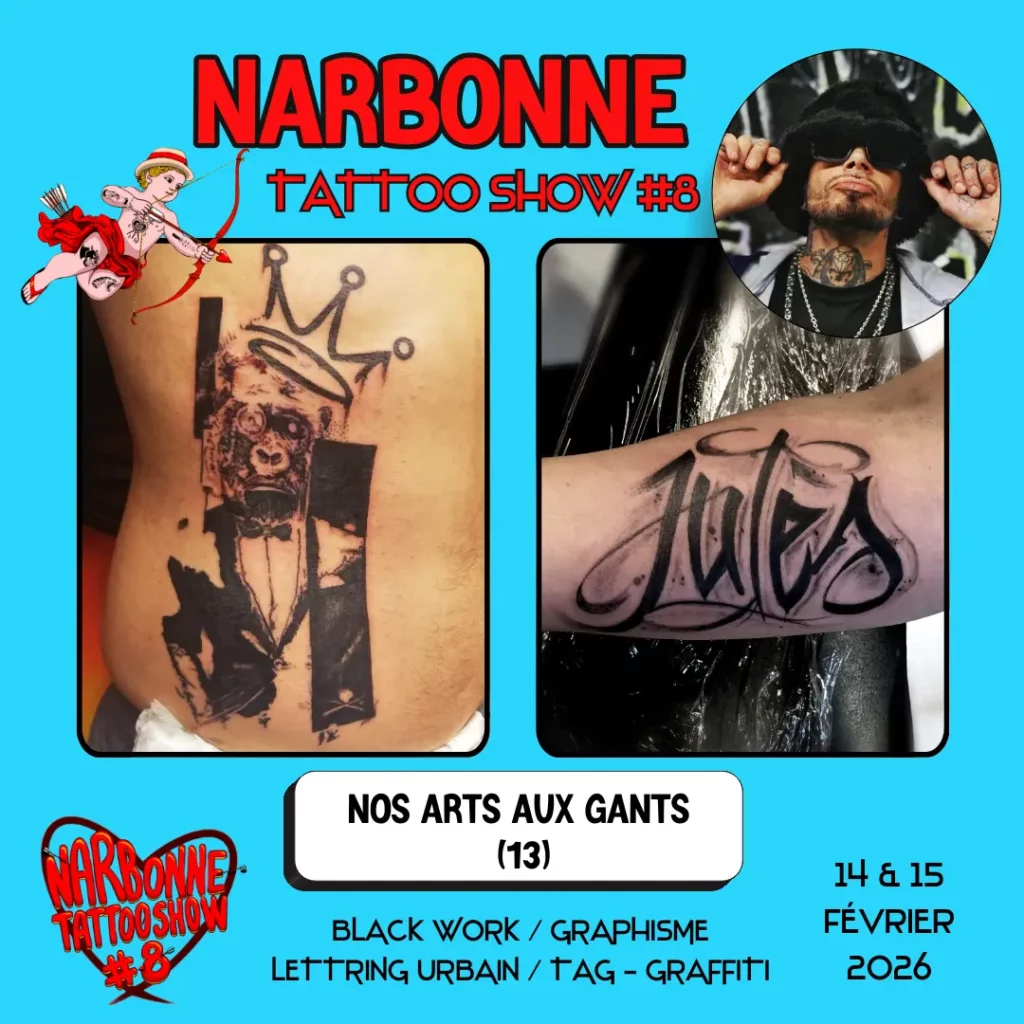 Occitania Events - Tatoueur - Narbonne Tattoo Show #8 - 14 et 15 février 2026 - NOS ARTS AUX GANTS