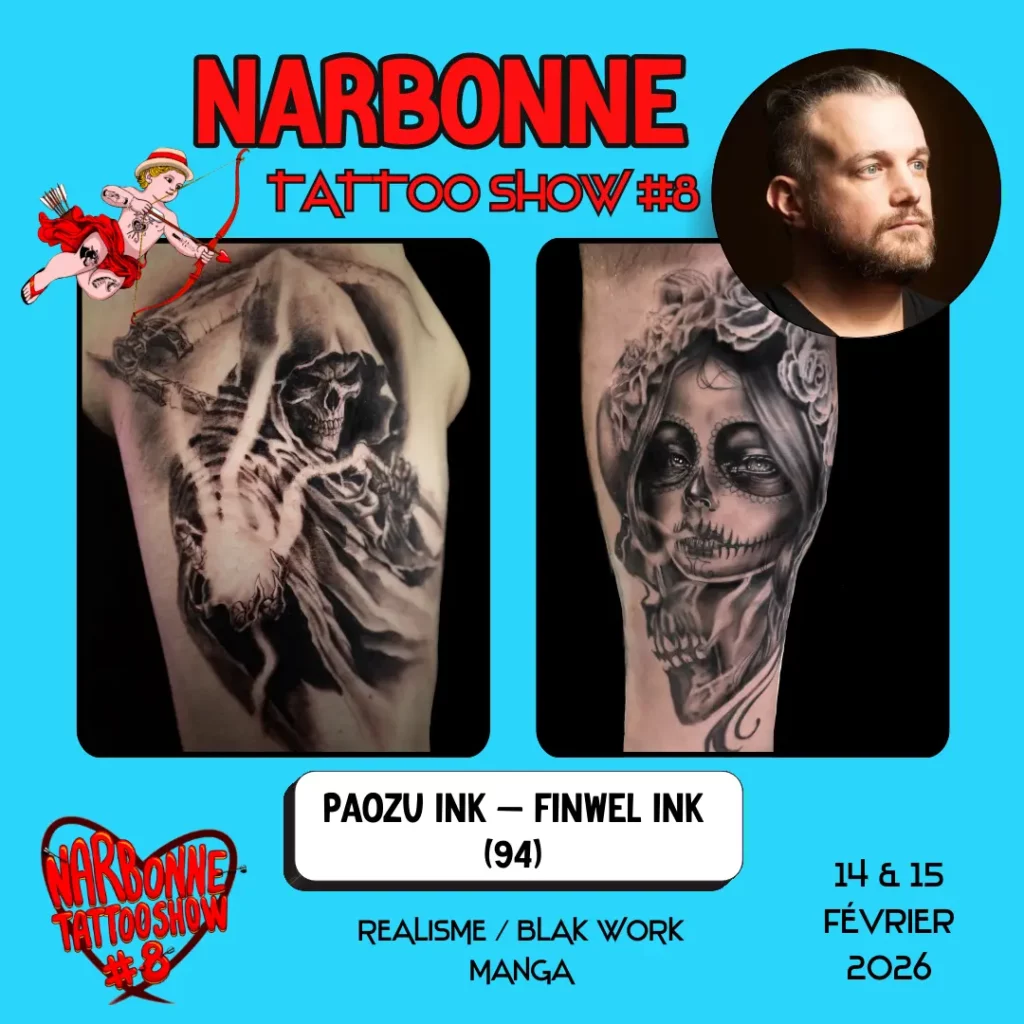 Occitania Events - Tatoueur - Narbonne Tattoo Show #8 - 14 et 15 février 2026 - PAOZU INK – FINWEL INK